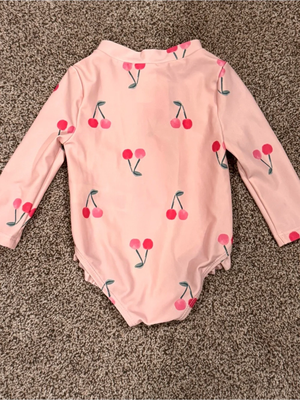 Carter's Pink Cherry-Print Long Sleeve One-Piece Swimsuit